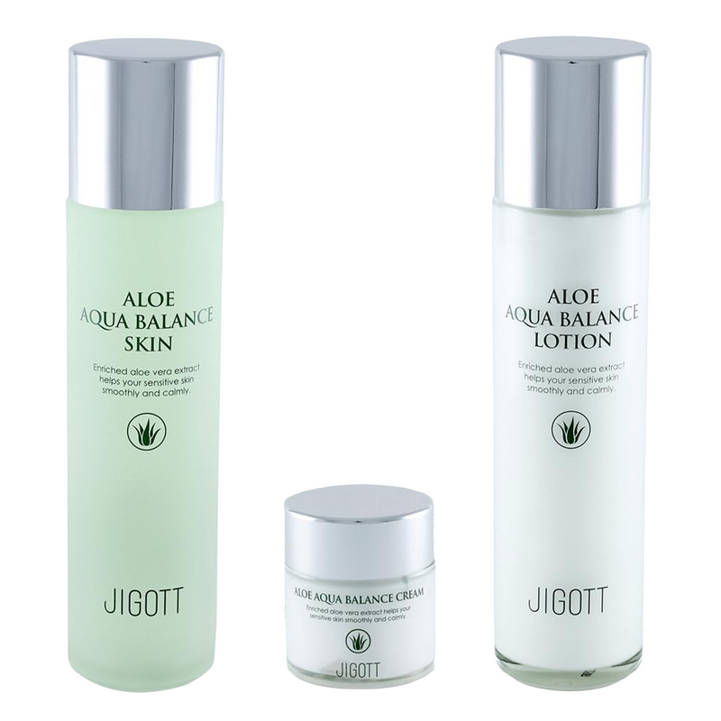 Jigott Aloe Aqua Balance Skincare 3 Set - Toner, Emulsion, Cream Set
