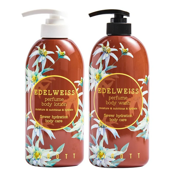 Jigott Edelweiss Perfume Body Wash 25.36 FL OZ / 750ml + Edelweiss Perfume Body Lotion 16.9 FL OZ / 500ml