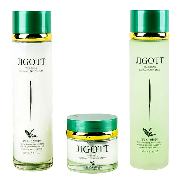 Jigott Well-Being Green Tea Skincare 3 Set - Toner, Emulsion, Cream Set