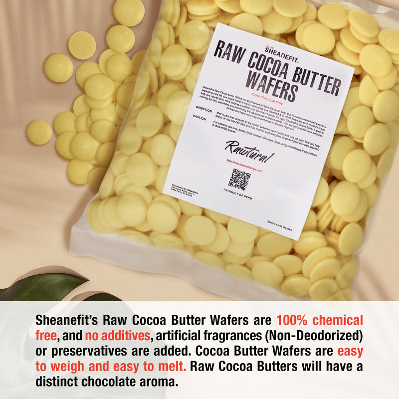 SHEANEFIT Raw Cocoa Butter Wafers In Bulk - 8.5LB