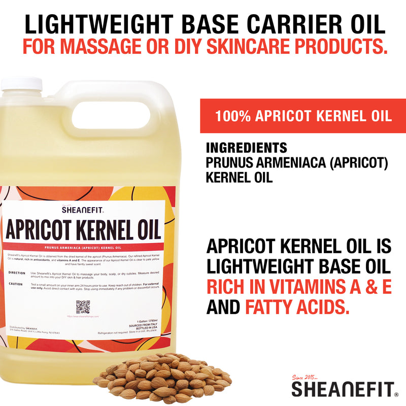 SHEANEFIT Cold Pressed Refined Apricot Kernel Oil - 1 Gallon