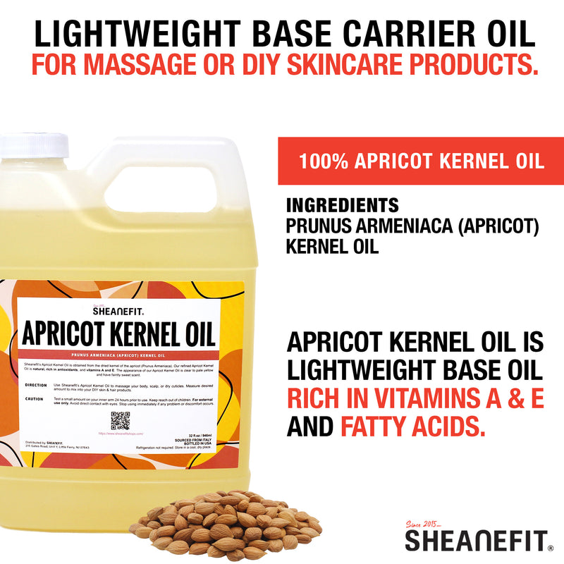 SHEANEFIT Cold Pressed Refined Apricot Kernel Oil - 32Oz