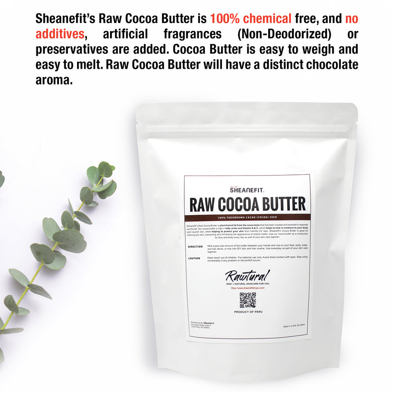 SHEANEFIT Raw Chunk Cocoa Butter - 16 oz Pouch