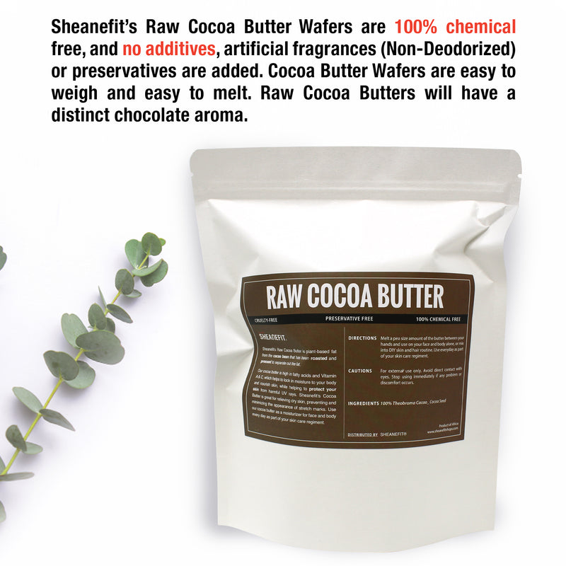 SHEANEFIT Raw Cocoa Butter - 1 LB Bar In Pouch
