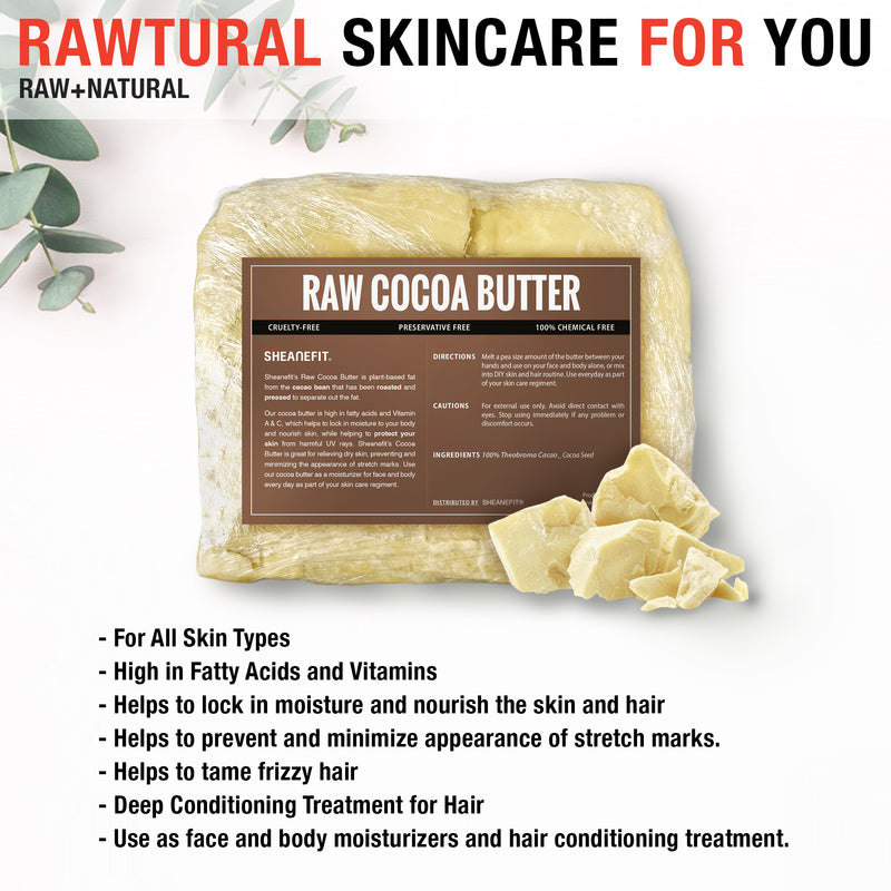 Sheanefit Raw Unrefined Shea Butter 5LB Bar & Raw Natural Cocoa Butter 5LB Bar