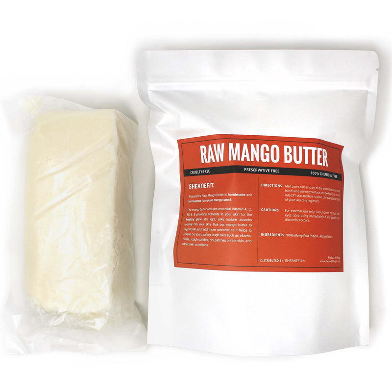 SHEANEFIT Raw Unrefined Mango Butter Bar In Pouch- 1LB Bar