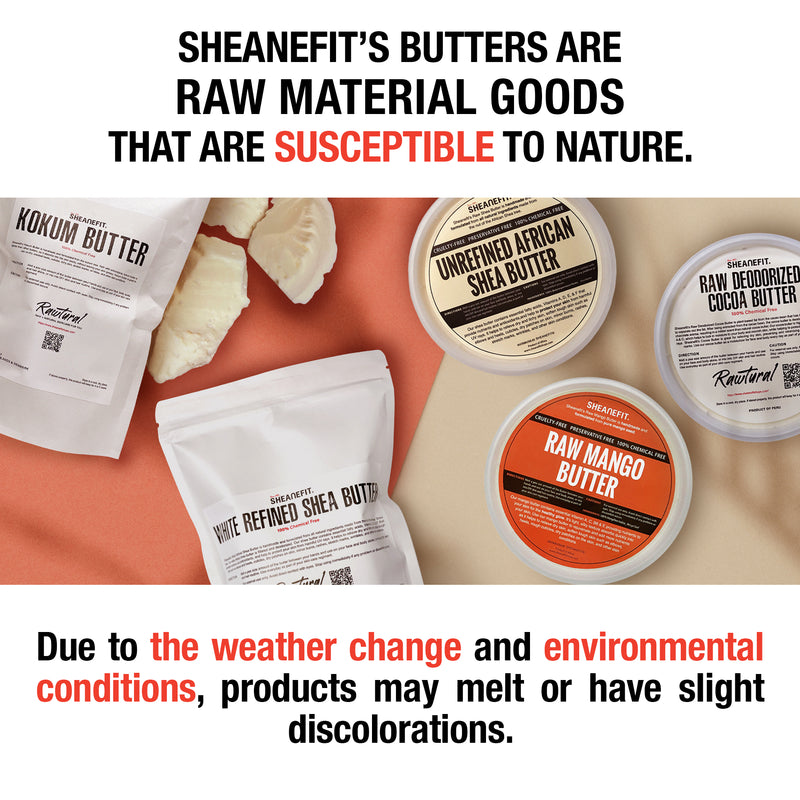 Sheanefit Essential Butter Set 32oz - Unrefined Ivory Shea Butter, Raw Mango Butter, and Raw Kokum Butter Set