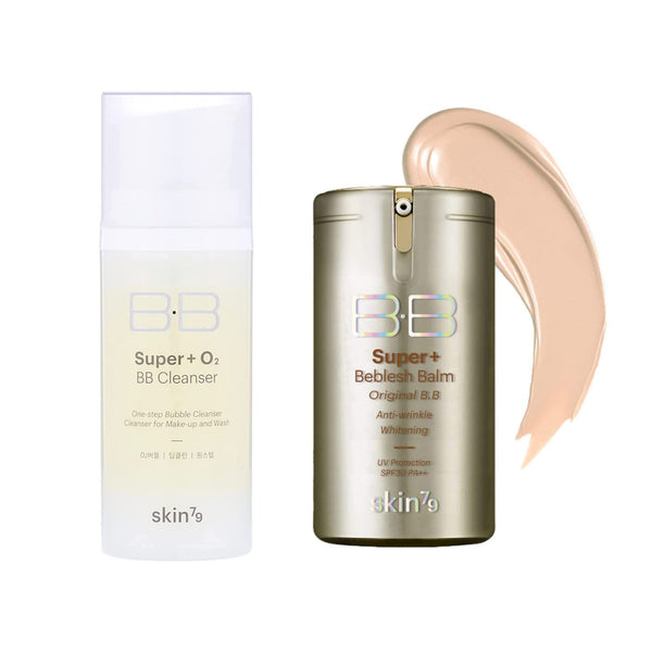 SKIN79 Super Plus O2 BB Cleanser 100g/3.52fl.oz + Super+ Beblesh Balm Gold BB Cream 1.35 fl.oz (40 ml) Set