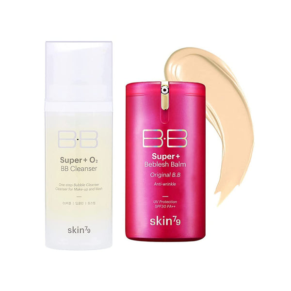 SKIN79 Super Plus O2 BB Cleanser 100g/3.52fl.oz + Super+ Beblesh Balm Pink BB Cream 1.35 fl.oz (40 ml) Set