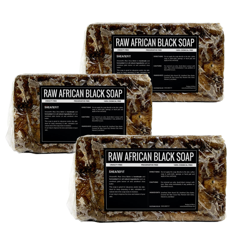 SHEANEFIT Raw African Black Soap - 3 LB