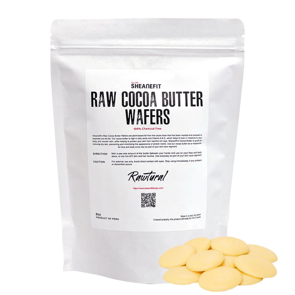 SHEANEFIT Raw Cocoa Butter Wafers In A Pouch - 8oz
