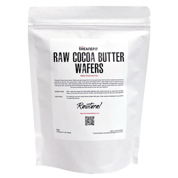 SHEANEFIT Raw Cocoa Butter Wafers In A Pouch - 8oz