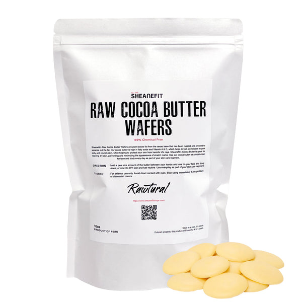 SHEANEFIT Raw Cocoa Butter Wafers In A Pouch - 16oz