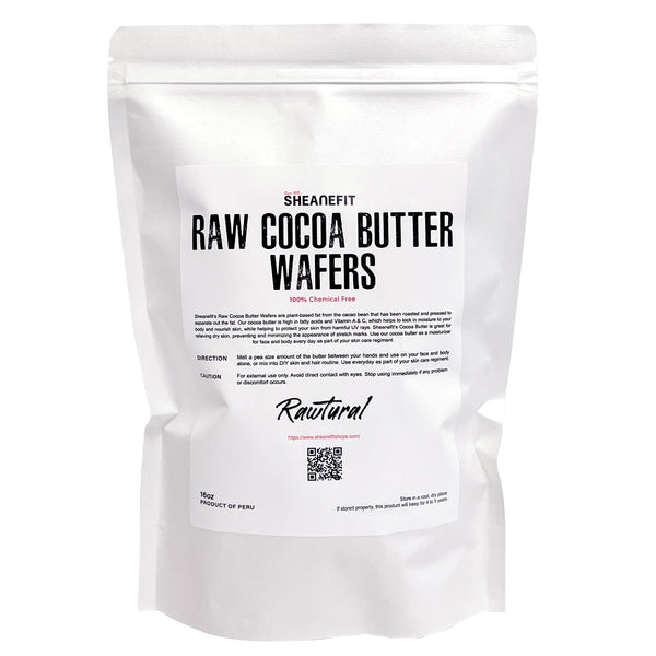 SHEANEFIT Raw Deodorized Cocoa Butter Wafers In A Pouch - 16oz