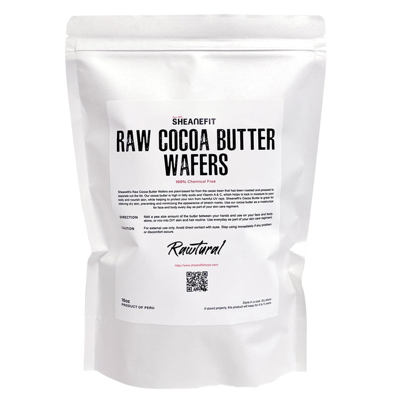 SHEANEFIT Raw Cocoa Butter Wafers In A Pouch - 16oz