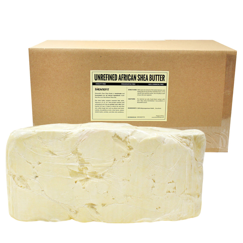 SHEANEFIT Unrefined African Shea Butter Bar - Ivory 10LB