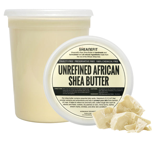 SHEANEFIT Unrefined Ivory Virgin African Shea Butter - 32oz