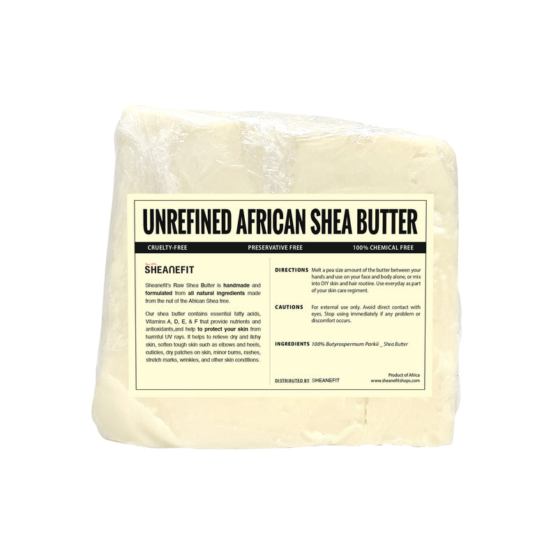 SHEANEFIT Unrefined African Shea Butter Bar - Ivory 2LB