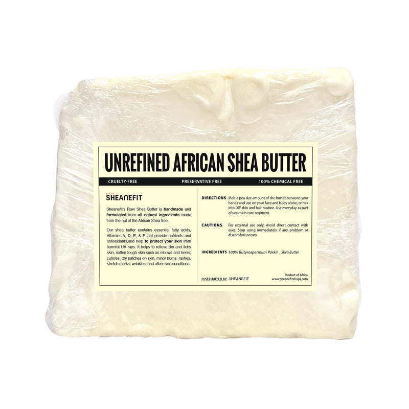 SHEANEFIT Unrefined African Shea Butter Bar - Ivory 3LB