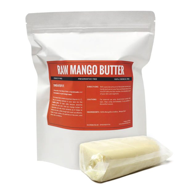 SHEANEFIT Raw Unrefined Mango Butter Bar In Pouch- 1LB Bar