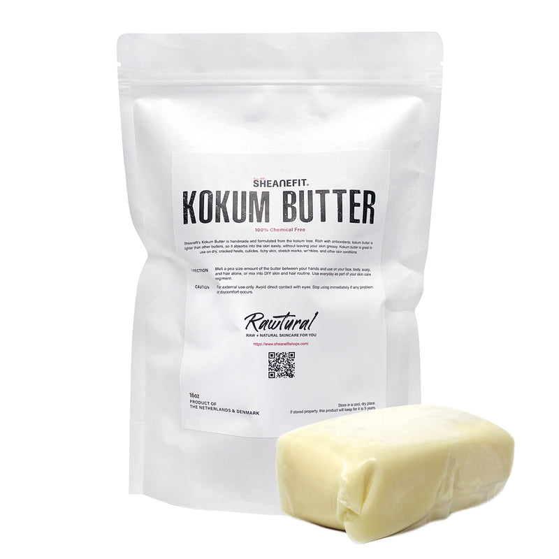 SHEANEFIT Raw Unrefined Kokum Butter In A Pouch - 1 LB Bar