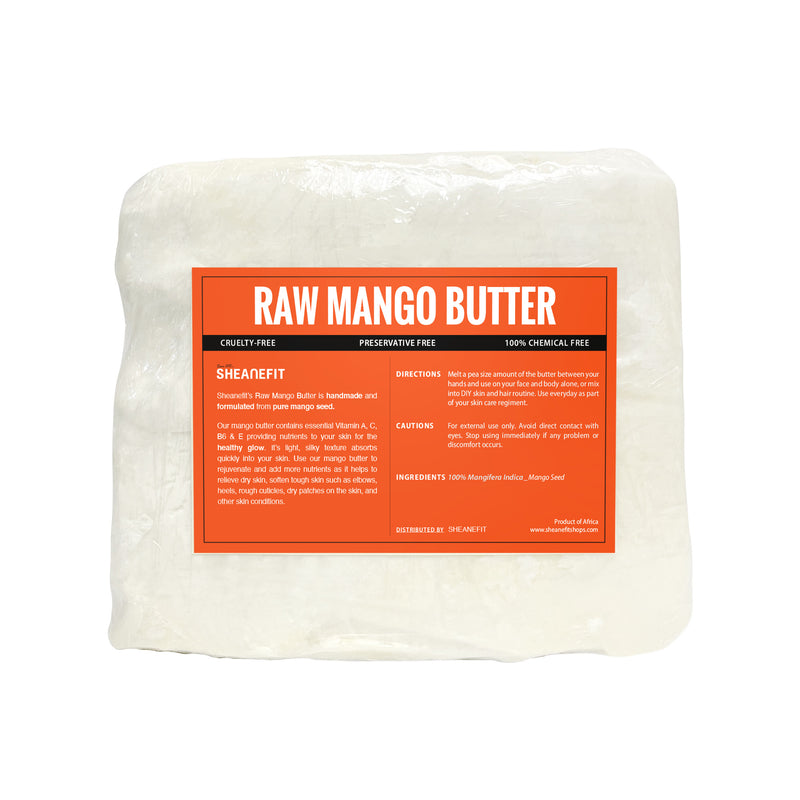 SHEANEFIT Raw Unrefined Mango Butter Bulk Bar - 5 LB