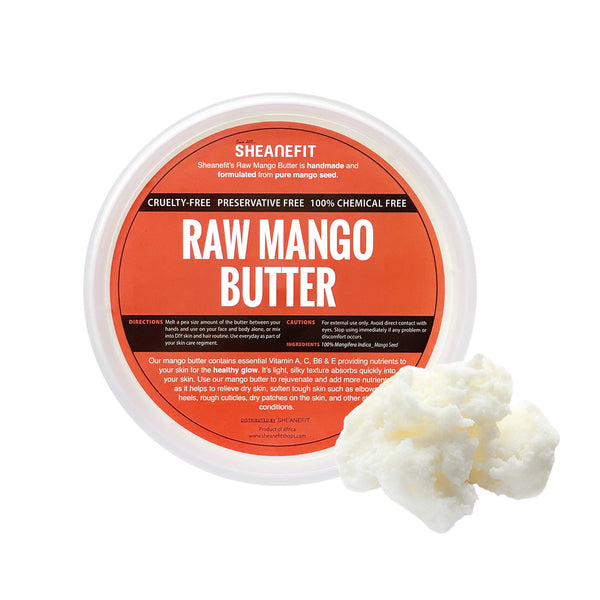 SHEANEFIT Raw Unrefined Mango Butter - 8 Oz