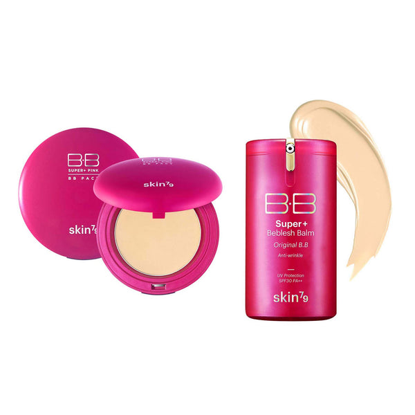 SKIN79 Super Plus Beblesh Balm Pink BB Cream 40g Pink Beige & BB Pact 15g Light Beige Set