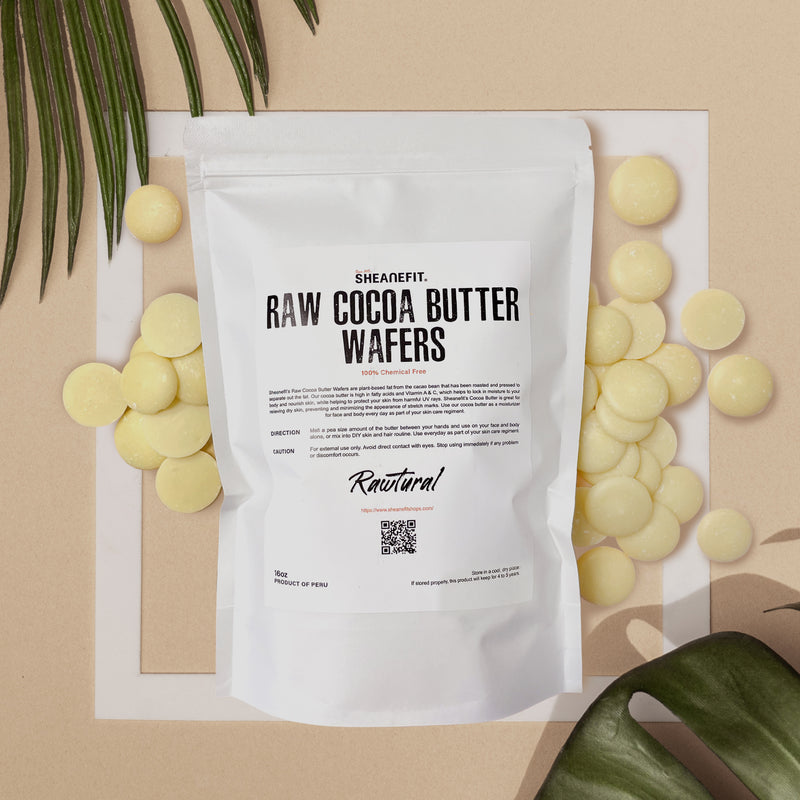 SHEANEFIT Raw Cocoa Butter Wafers In A Pouch - 16oz