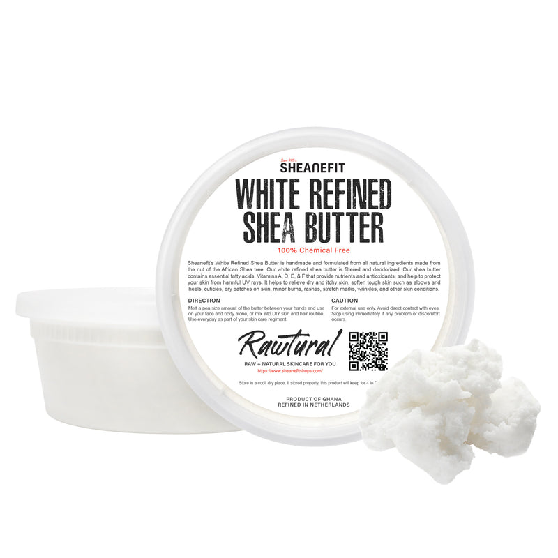 SHEANEFIT White Refined African Shea Butter - 8 Oz