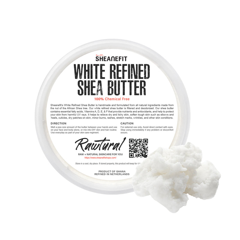 SHEANEFIT White Refined African Shea Butter - 8 Oz